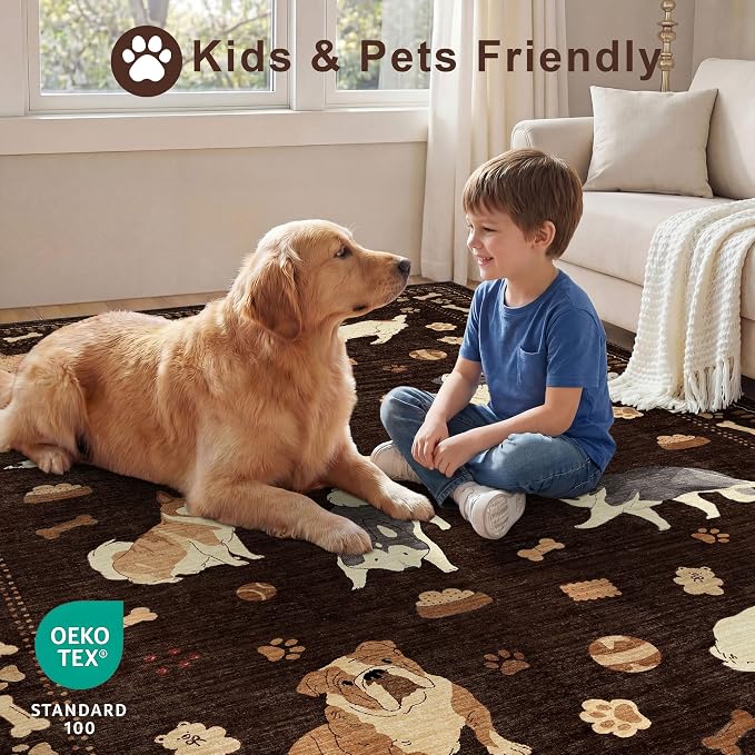DUKINO 8x10 Area Rug, Washable Dog Rugs - Image 4