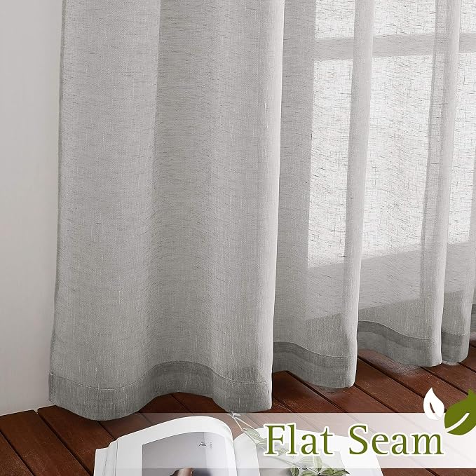 NICETOWN Sheer Linen Bedroom Window Curtains 84 inches Length, Grommet Privacy - Image 6