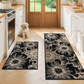Findosom Washable Kitchen Rug Set of 2, Non Slip High-Low Textured Floral by Findosom