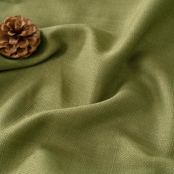 Moss Green Short Linen Curtains 45 inch - Image 3