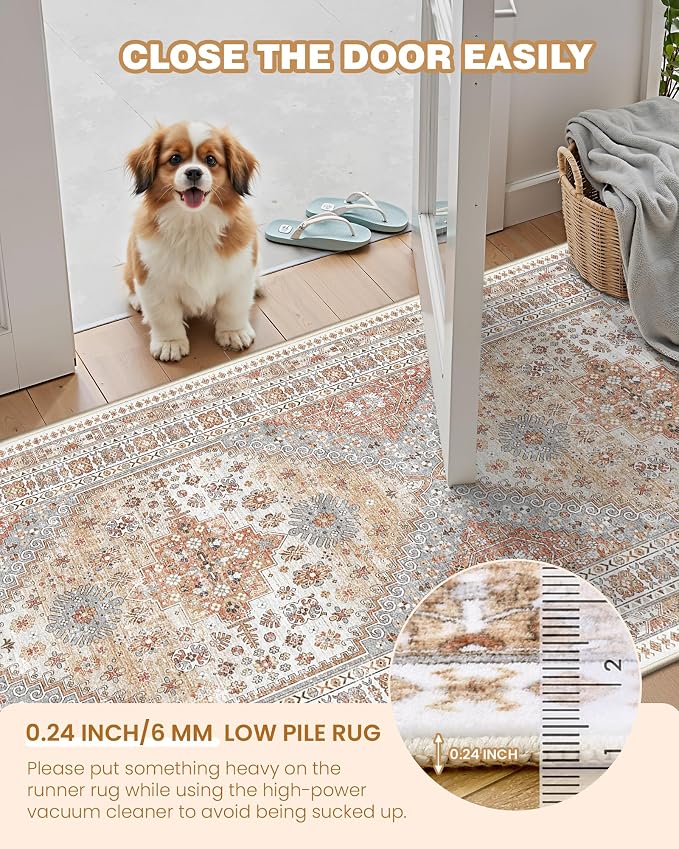 2x3 Entryway Rug Vintage Washable Rug Runner - Image 3