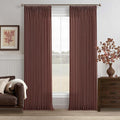Pinch Pleated Rust Brown Linen Blend Semi Sheer Curtains 105 Inch Length | by Twodrapes
