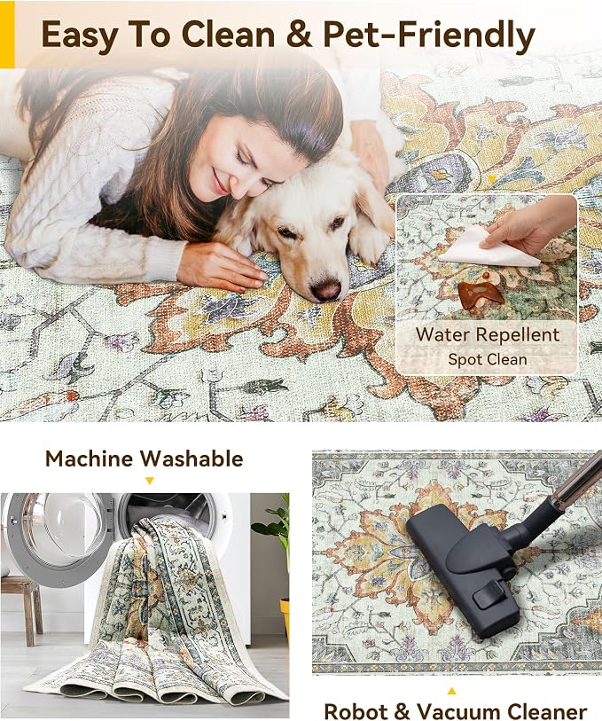 RELEANY Washable Area Rug, Runner 2'6"x5', Water Repellent, Pet Friendly - Image 4