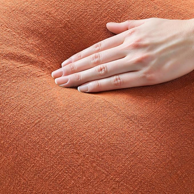 MIULEE Linen Fringe Decorative Fall Throw Pillow Covers Burnt Orange 18x18 | - Image 5