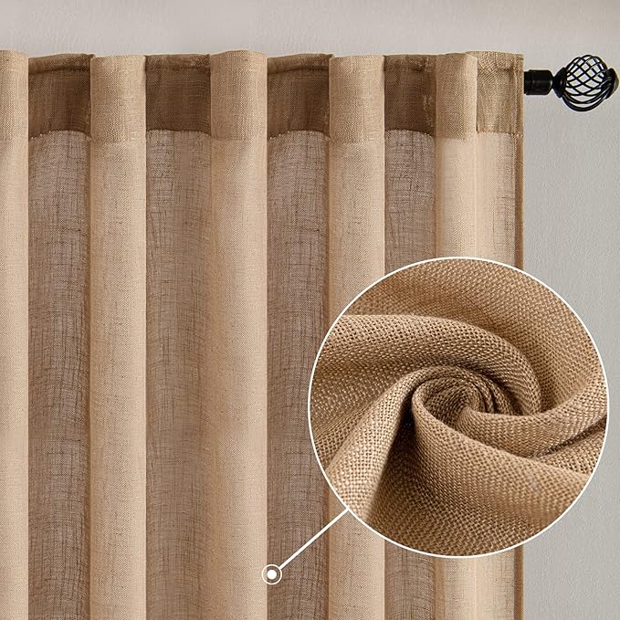MIULEE Brown Linen Curtains 90 Inches Long - Image 2