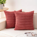 Pack of 2 Corduroy Decorative Throw Pillow Covers 18x18 InchSoft Boho Striped by Unknown