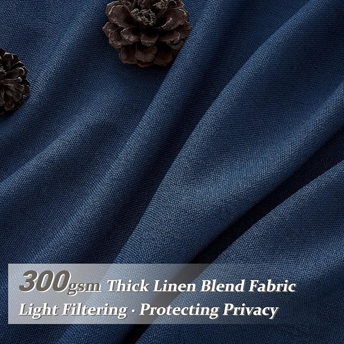 Pinch Pleated Denim Blue Curtains 102 Inches Long - Image 2