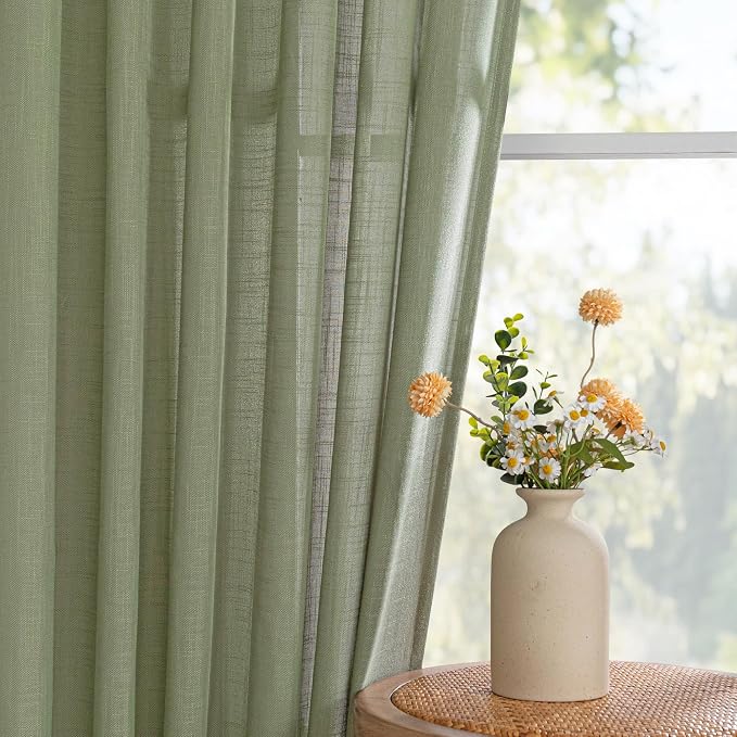 MYSKY HOME Sage Green Curtains for Beroom Liivng Room 84 Inch Length 2 Panels - Image 7