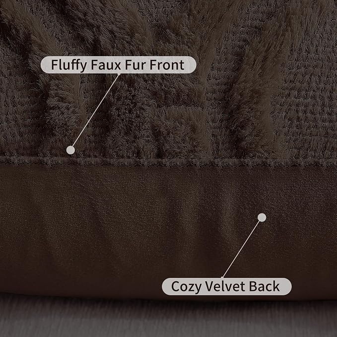 decorUhome Throw Pillow Covers 22x22 Inch Set of 2, Soft Plush Faux Wool Dark - Image 6