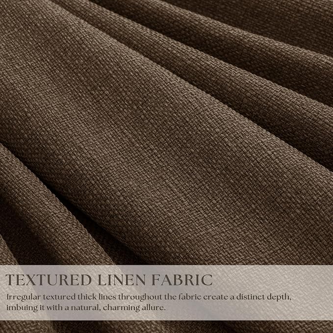 86 Inch Brown Pleated Linen Black Out Memory Trained Curtains - Image 2