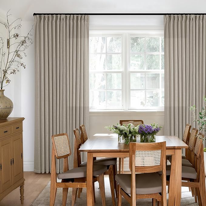 Flax Linen Curtains Pinch Pleated 84 Inch Length 2 Panels Burlywood Birch | - Image 7