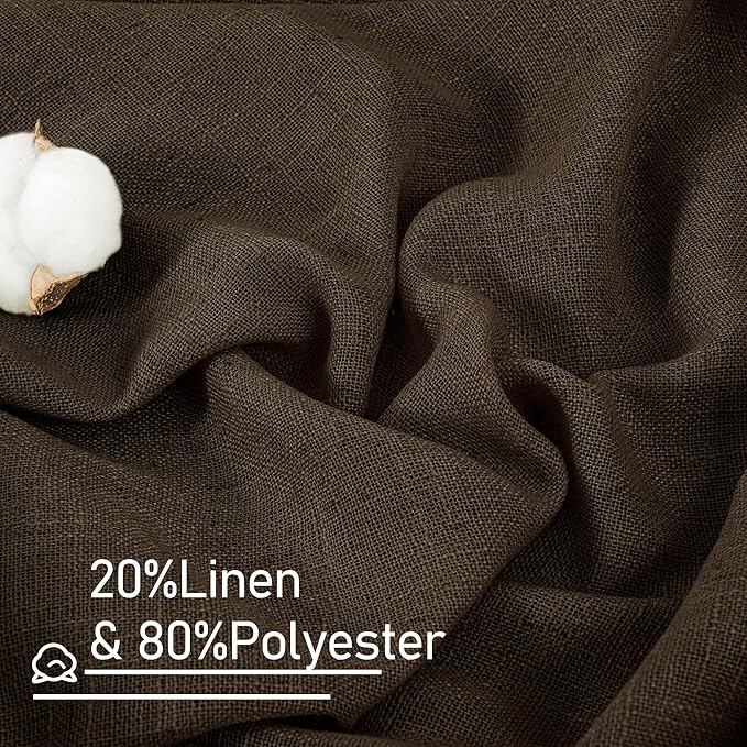 Dark Brown Linen Curtains 54 Inch Length 2 Panels - Image 2