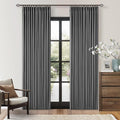 Dark Grey Pleated Thick Linen Blackout Curtains 84 Inches Long by Twodrapes