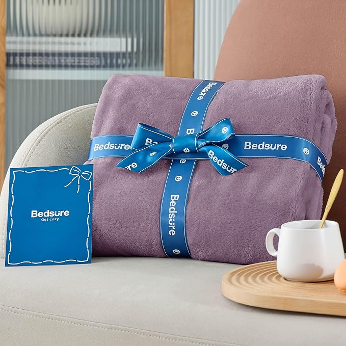 Bedsure GentleSoft Fleece Bed Blankets Queen Size Fog Purple - Image 7