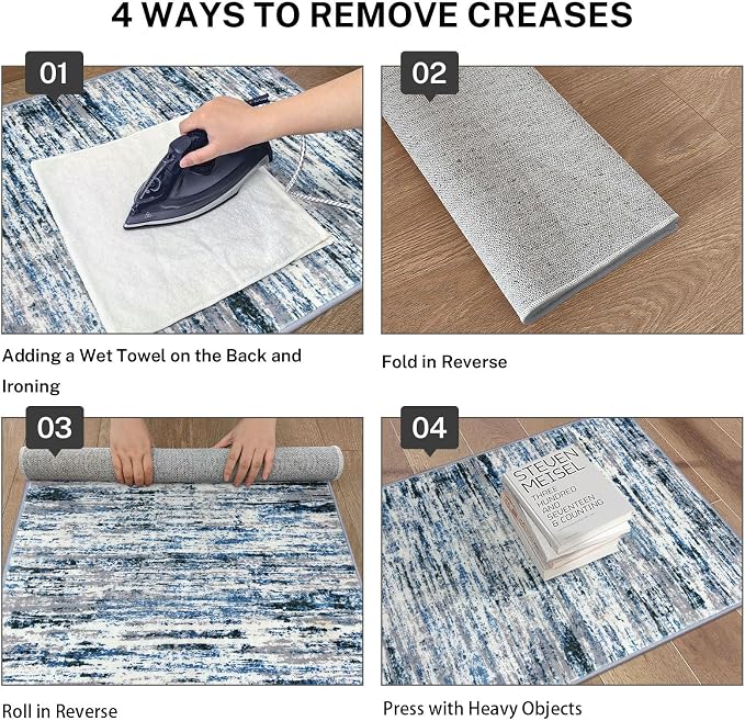 Lansny Modern Abstract Runner Rug 3x8, Washable Kitchen Runner Non-Slip Soft - Image 4