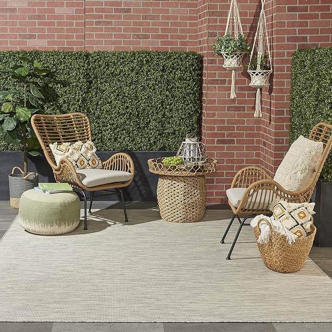 Nourison Home Positano 6' x 9' Light Gray Fabric Modern Indoor/Outdoor Area Rug