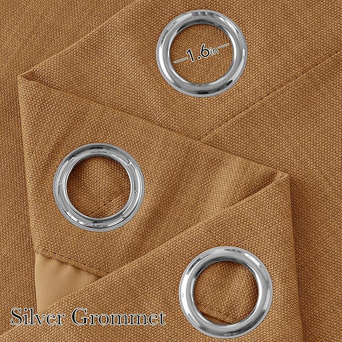 NICETOWN Faux Linen Gold Brown Blackout Curtains 84 inches Long - Image 2
