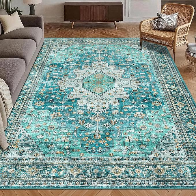 Washable Area Rug 5' x 7' Vintage Traditional Persian Mat by Unknown
