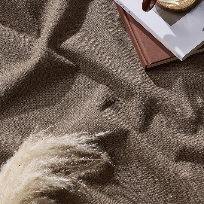 RYB HOME Coffee Linen 100% Blackout Curtains - Image 8