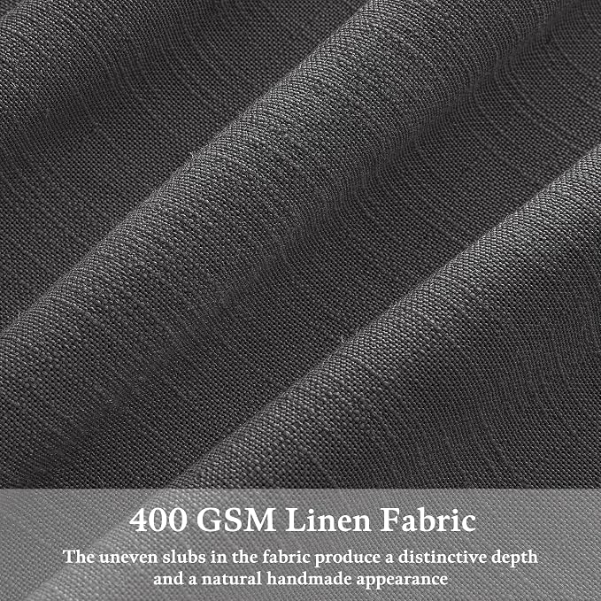 Pinch Pleat Flax Linen Semi Sheer Memory Shape Curtains Charcoal Grey 50x84 | - Image 3