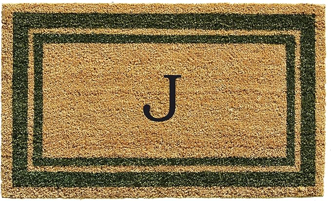 Calloway Mills 153042436J Sage Green Border 24" x 36" Monogram Doormat by Callowaymills