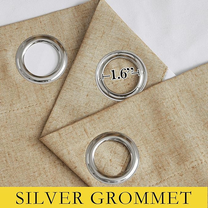 NICETOWN 100% Blackout Camel Linen Curtains 108 inches Length - Image 6