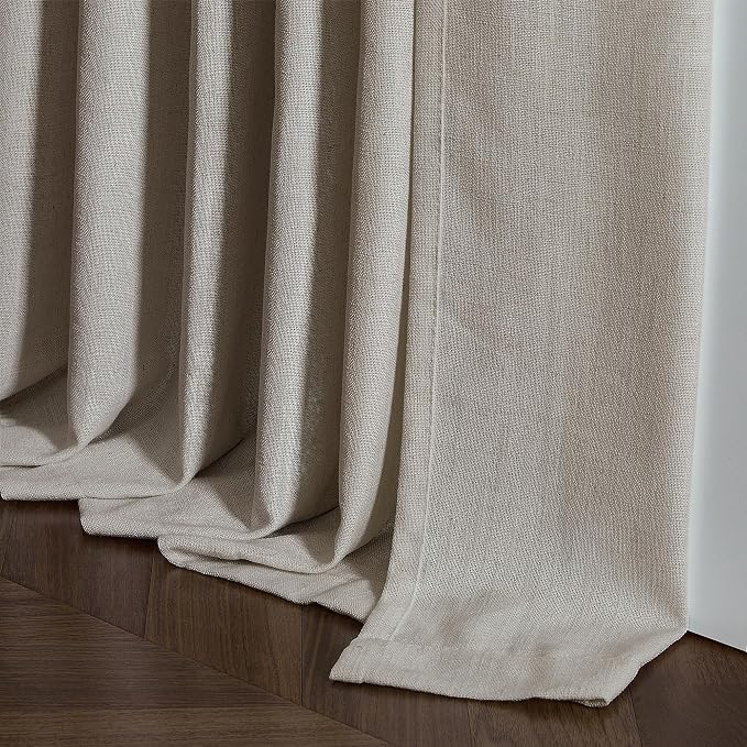 Flax Linen Curtains Pinch Pleated 84 Inch Length 2 Panels Burlywood Birch | - Image 8