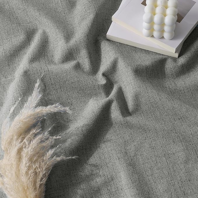 RYB HOME Grey 100% Blackout Linen Curtains 78 inch Long, Thermal Insulated & - Image 8