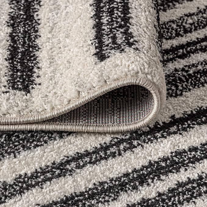 JONATHAN Y Khalil Modern Berber Stripe Cream/Black 8x8 Square Indoor Area Rug - Image 6