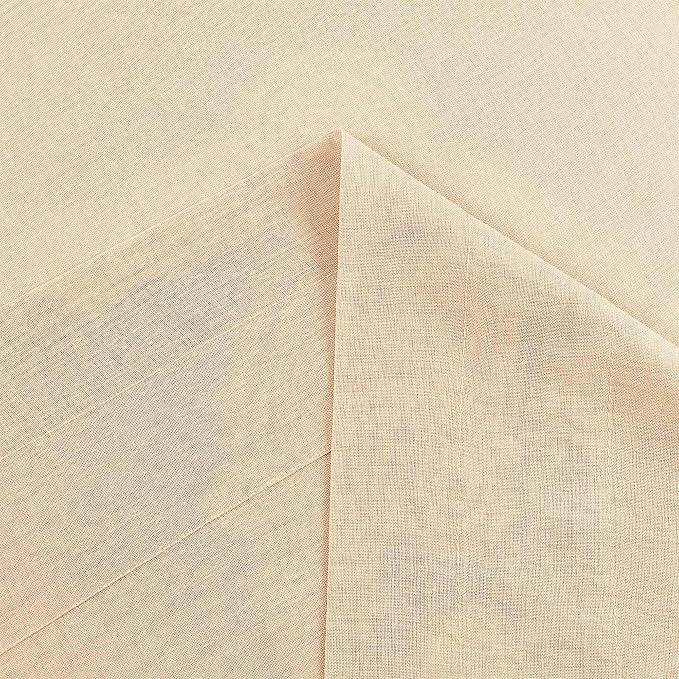 DWCN Beige Sheer Curtains Semi Transparent Voile Rod Pocket Curtains - Image 5