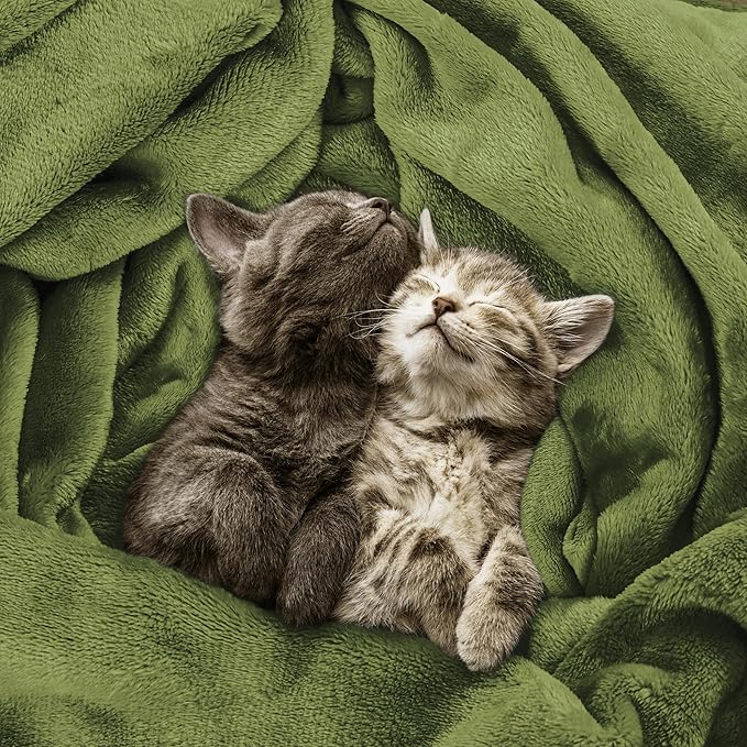 Utopia Bedding Ultra Soft Fleece Bed Blanket Twin Size Olive | Microfiber Plush - Image 4