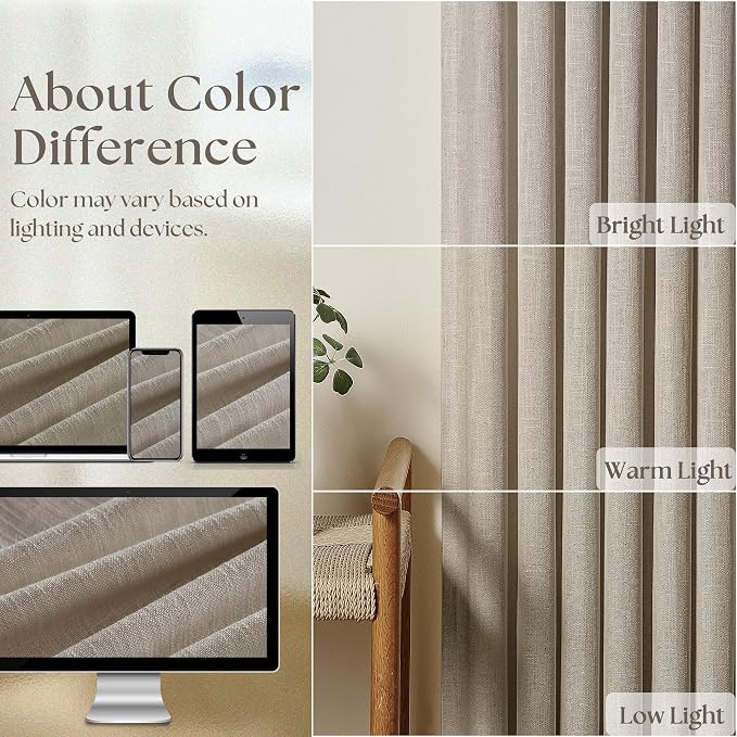 Burlywood Birch Pinch Pleated Linen 92 Inch Curtains 2 Panels | Memory Training - Image 4