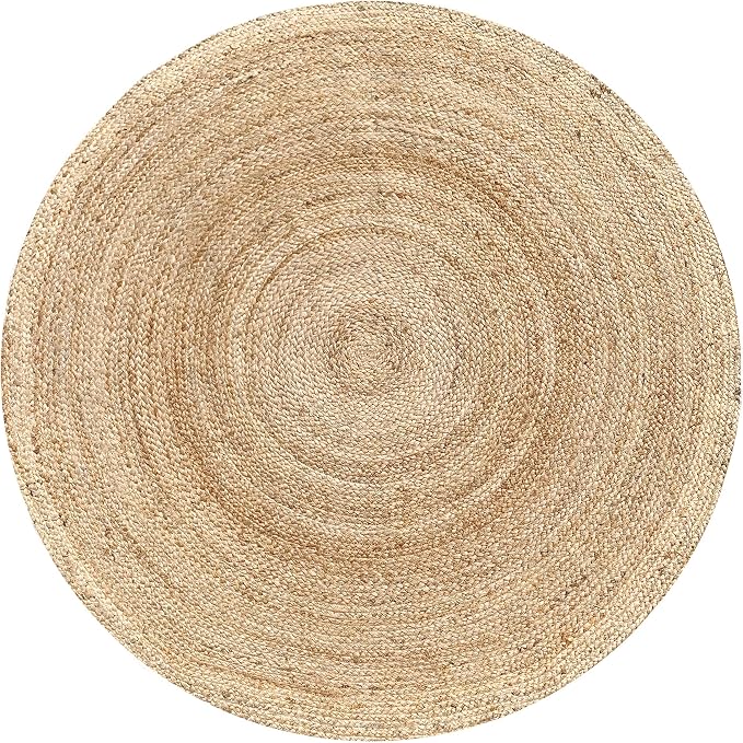 Hausattire Jute Braided Hand Woven Rug, 8 Feet Round – Natural, Boho Large Area - Image 3
