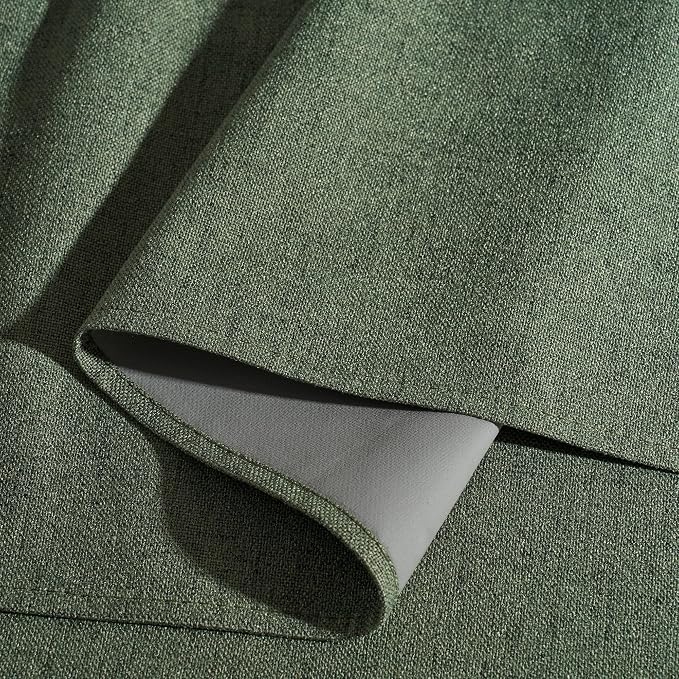 RYB HOME Olive Green 100% Blackout Linen Curtains 96 inches Long, Luxury - Image 4