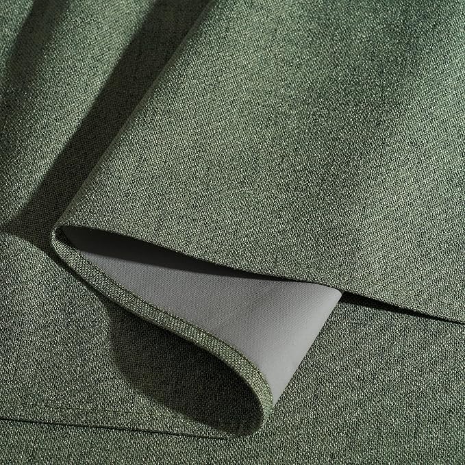 RYB HOME Olive Green 100% Blackout Linen Curtains 84 inches Long, Luxury - Image 4