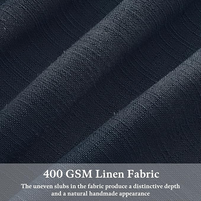 Pinch Pleat Linen Light Filtering Privacy Dark Navy Blue Curtains 50Wx105L | - Image 3