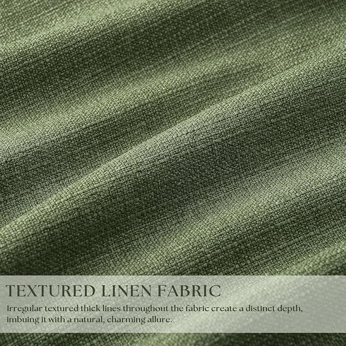 86 Inch Olive Green Linen Pinch Pleated Blackout Curtains - Image 3