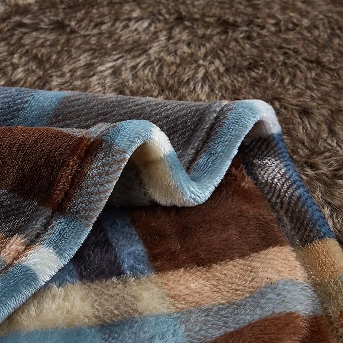 MERRYLIFE Throw Blanket Plaid Sherpa | Ultra-Plush Soft Colorful Oversized | Decorative Couch Travel Blanket | Large Size(60" 90", Greenland)