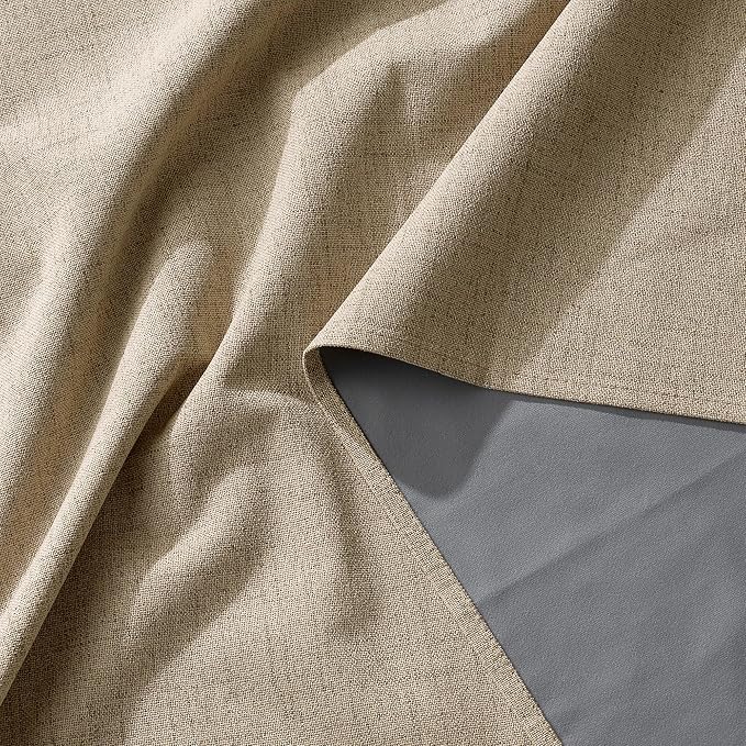 RYB HOME Burlap 100% Blackout Linen Curtains 78 inch Long, Thermal Insulated & - Image 7
