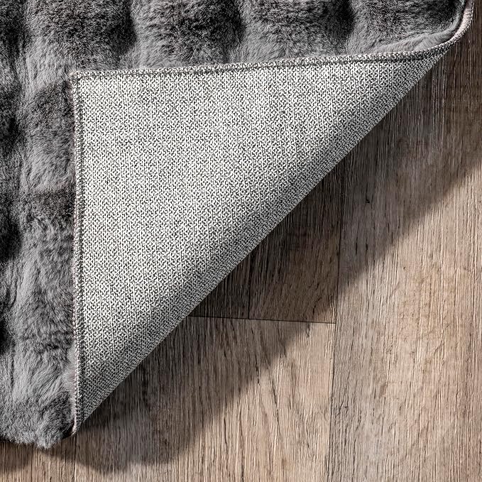 Nuloom Jeni Dark Grey, Solid Faux Rabbit, Fluffy and Cozy, High Traffic - Image 4
